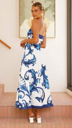 Mia Milani Dresses|Maxi^Madra Maxi Dress - Sapphire / White Zayna