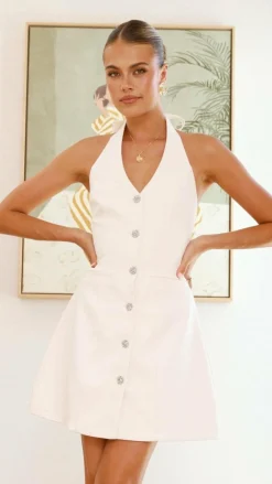 LILYWHYT Dresses|Mini^Maia Halter Neck Mini Dress - Cream