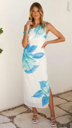 Style State Dresses|Midi^Maisy Shoulder Tie Midi Dress - Blue Teal
