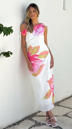 Style State Dresses|Midi^Maisy Shoulder Tie Midi Dress - Pink Green