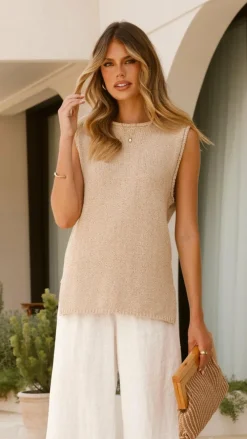 Fashion Allied Tops^Marah Sleeveless Top - Tan