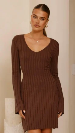 Burans Knit Dresses|Dresses^Marcella Mini Dress - Chocolate
