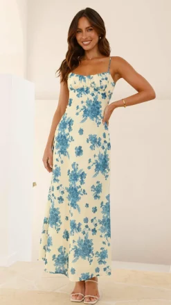 SASHA (BNE) Sale Dresses^Margie Midi Dress - Yellow / Blue Floral