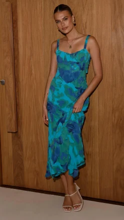 SASHA (BNE) Dresses|Midi^Margo Midi Dress - Blue/Green Floral