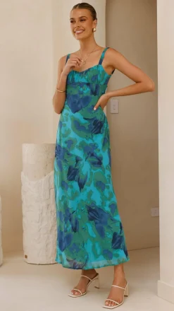 SASHA (BNE) Dresses|Midi^Margo Midi Dress - Blue/Green Floral