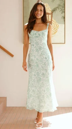 SASHA (BNE) Dresses|Midi^Margo Midi Dress - Green Flower