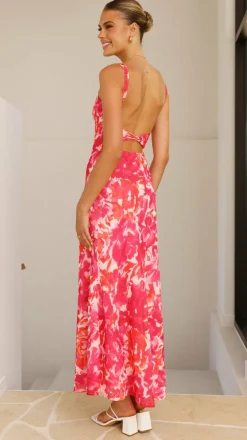 SASHA (BNE) Dresses|Midi^Margo Midi Dress - Pink/Red Floral