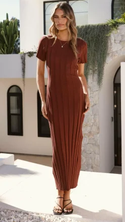LILYWHYT Knit Dresses|Knitwear^Mari Maxi Dress - Chocolate