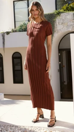 LILYWHYT Knit Dresses|Knitwear^Mari Maxi Dress - Chocolate
