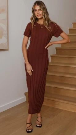 LILYWHYT Knit Dresses|Knitwear^Mari Maxi Dress - Chocolate