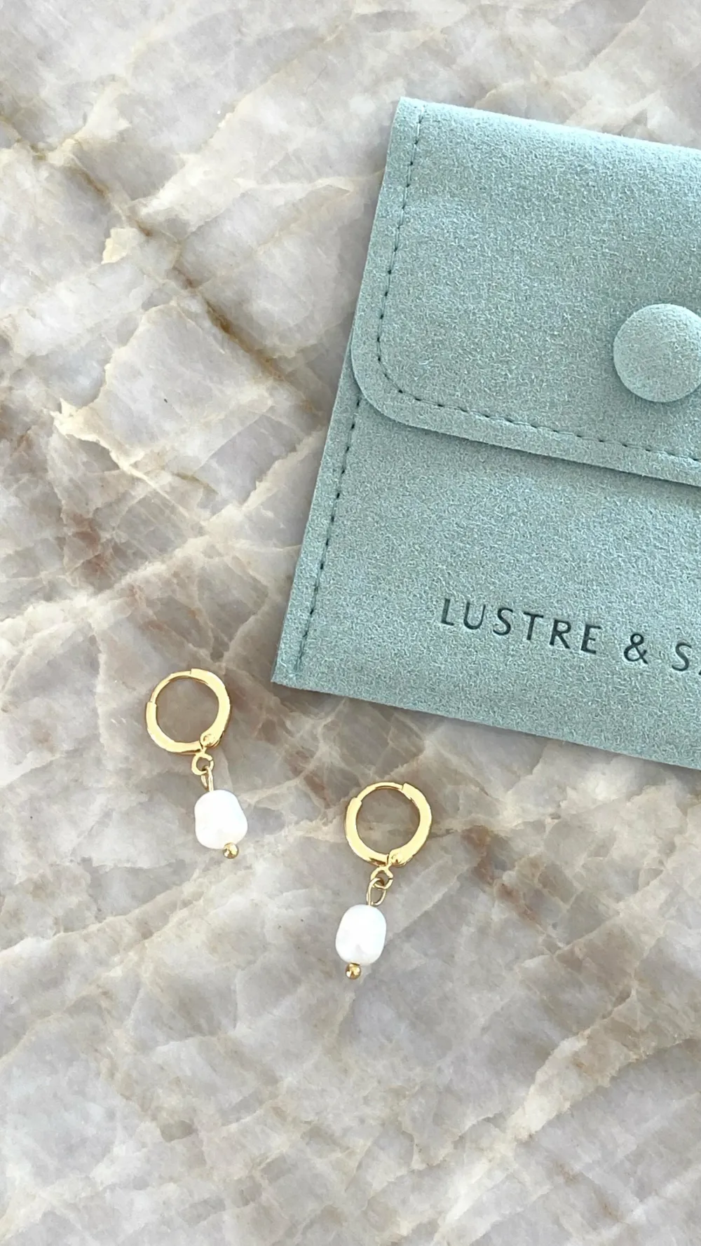 Angel Whisper Earrings|Mi Amore^Marley Sleepers - Gold/Pearl