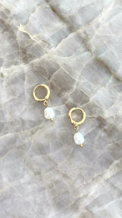 Angel Whisper Earrings|Mi Amore^Marley Sleepers - Gold/Pearl