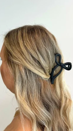 Angel Whisper Hair Accessories|Bump Friendly^Matte Bow Claw Clip - Black