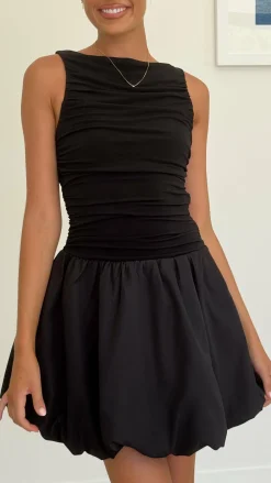 LILYWHYT Dresses|Mini^Meera Boat Neck Mini Dress - Black