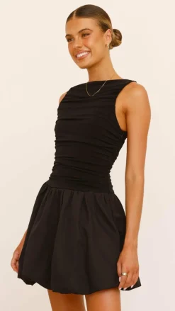 LILYWHYT Dresses|Mini^Meera Boat Neck Mini Dress - Black