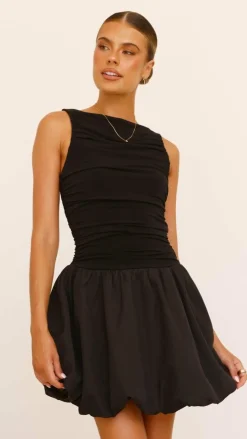 LILYWHYT Dresses|Mini^Meera Boat Neck Mini Dress - Black