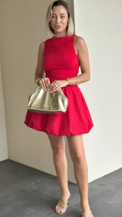 LILYWHYT Sale Dresses^Meera Boat Neck Mini Dress - Red