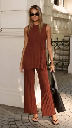 Fashion Allied Knitwear|Knitwear^Megan Knit Pants - Chocolate