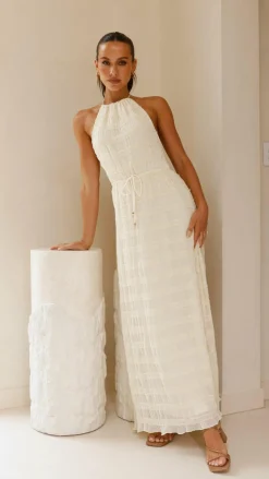 SASHA (BNE) Dresses|Maxi^Melanie Halter Neck Maxi Dress - Cream