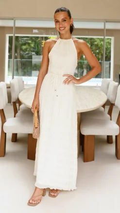 SASHA (BNE) Dresses|Maxi^Melanie Halter Neck Maxi Dress - Cream