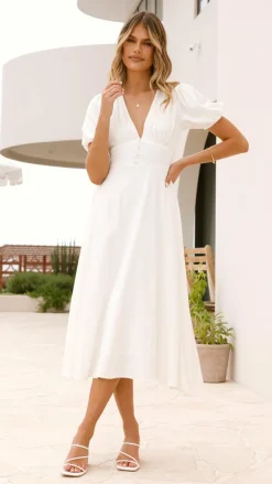 Sweet Acacia Dresses|Midi^Melea Midi Dress - White