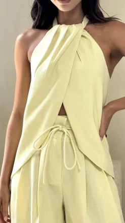 Main St Sets|Tops^Melinda Halter Top - Soft Yellow