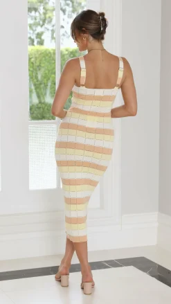 LILYWHYT Knit Dresses|Knitwear^Mikayla Midi Dress - Lemon