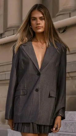 MVN Jackets|Blazers^- Newport Pinstripe Blazer - Dark Grey