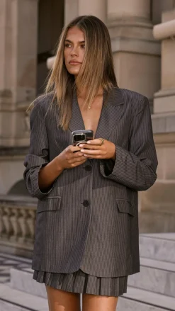 MVN Sets|Bottoms^- Newport Pinstripe Skirt - Dark Grey