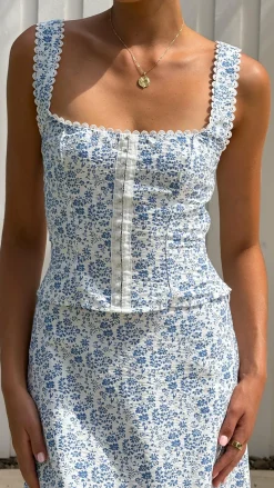 LILYWHYT Sets|Tops^Mylah Top - Blue Floral