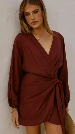 LILYWHYT Dresses|Mini^Myra Long Sleeve Mini Dress - Chocolate
