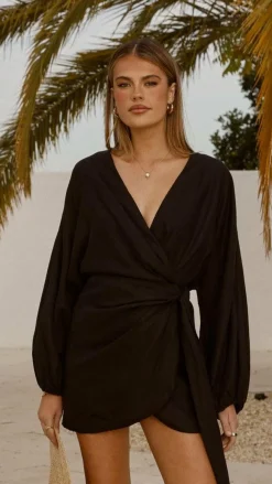 LILYWHYT Dresses|Mini^Myra Long Sleeve Mini Dress - Black