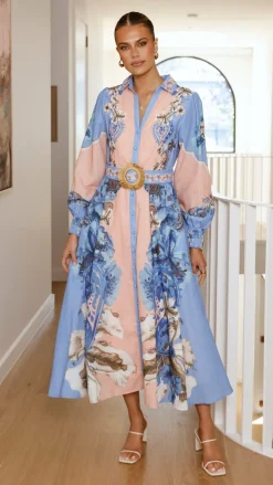 Bubblegum Dresses|Maxi^Naliah Long Sleeve Maxi Dress - Willow Blue
