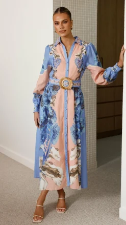 Bubblegum Dresses|Maxi^Naliah Long Sleeve Maxi Dress - Willow Blue