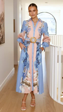 Bubblegum Dresses|Maxi^Naliah Long Sleeve Maxi Dress - Willow Blue