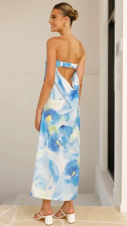 Pink Diamond Sale Dresses|Wedding Guest Dresses^Nora Strapless Maxi Dress - Blue Floral
