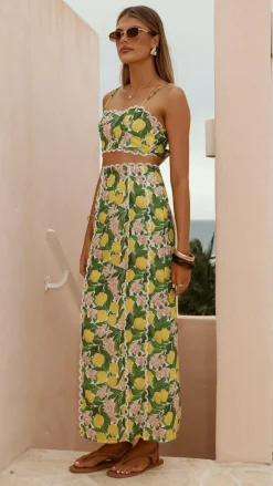 LILYWHYT Tops^Nova Crop Top - Lemon Print