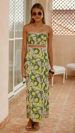 LILYWHYT Sets^Nova Maxi Skirt - Lemon Print