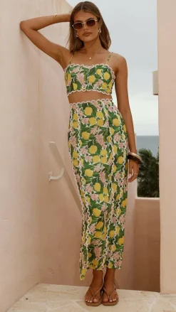 LILYWHYT Sets^Nova Maxi Skirt - Lemon Print