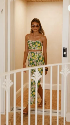 LILYWHYT Sets^Nova Maxi Skirt - Lemon Print