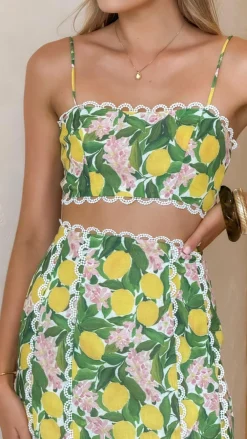 LILYWHYT Sets^Nova Maxi Skirt - Lemon Print