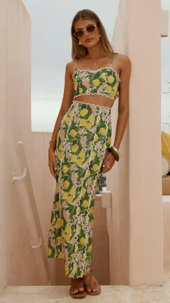 LILYWHYT Sets^Nova Maxi Skirt - Lemon Print
