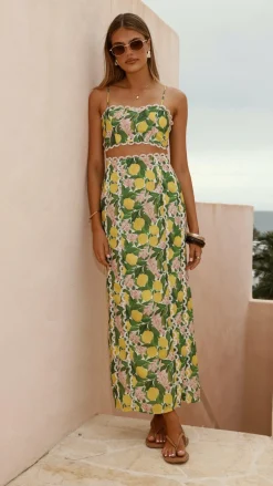 LILYWHYT Sets^Nova Maxi Skirt - Lemon Print