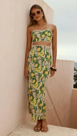 LILYWHYT Sets^Nova Maxi Skirt - Lemon Print