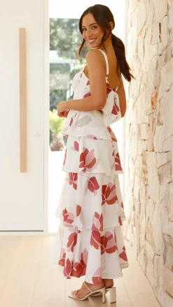 LILYWHYT Sale Dresses^Odilia Maxi Dress - White/Pink Floral