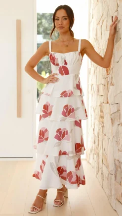 LILYWHYT Sale Dresses^Odilia Maxi Dress - White/Pink Floral