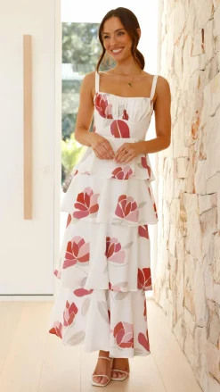 LILYWHYT Sale Dresses^Odilia Maxi Dress - White/Pink Floral