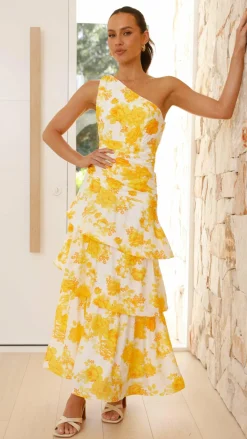 SASHA (BNE) Dresses|Maxi^Odilie One Shoulder Maxi Dress - Yellow Floral