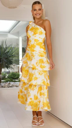 SASHA (BNE) Dresses|Maxi^Odilie One Shoulder Maxi Dress - Yellow Floral