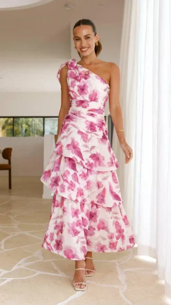 SASHA (BNE) Dresses|Maxi^Odilie One Shoulder Maxi Dress - Pink Floral
